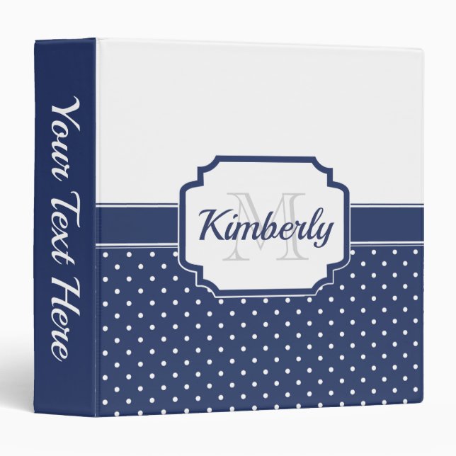 Blue Dots Pattern 3 Ring Binder (Front/Spine)