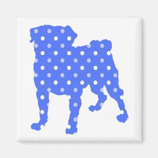 Blue Dots Pug Magnet - Add Your Own Text
