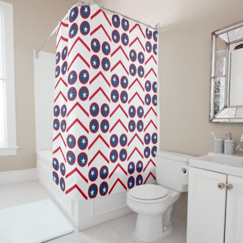 Blue Dots Red Arrows Shower Curtain