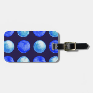 Blue Dots Watercolor Pattern Indigo Cerulean  Luggage Tag