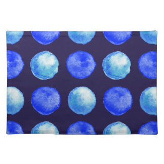 Blue Dots Watercolor Pattern Indigo Cerulean  Placemat