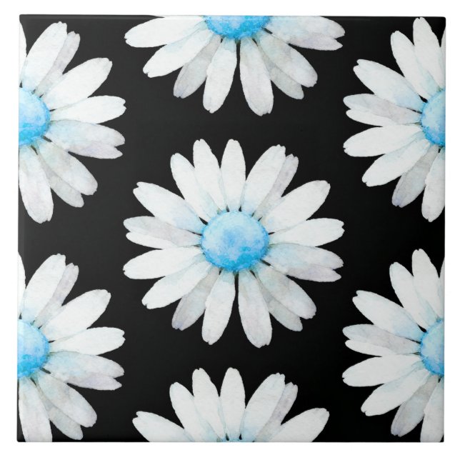 Blue Dotted Daisy's Ceramic Tile (Front)