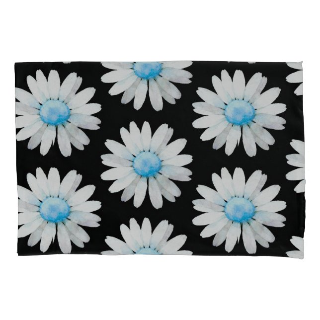 Blue Dotted Daisy's Pillow Case (Front)
