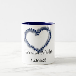 Blue Dotted Heart Rheumatoid Arthritis Awareness Two-Tone Coffee Mug