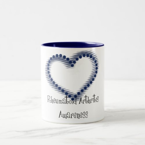 Blue Dotted Heart Rheumatoid Arthritis Awareness Two_Tone Coffee Mug