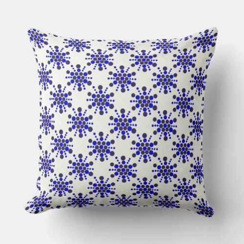 Blue dotted stamped star design throw pillow