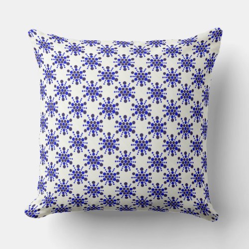 Blue dotted stamped star design throw pillow