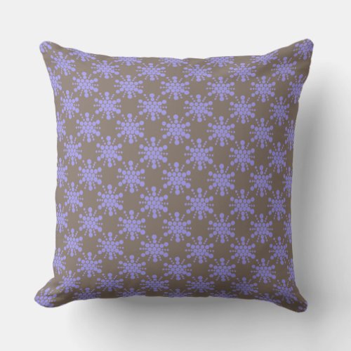 Blue dotted stars on chocolate brown throw pillow