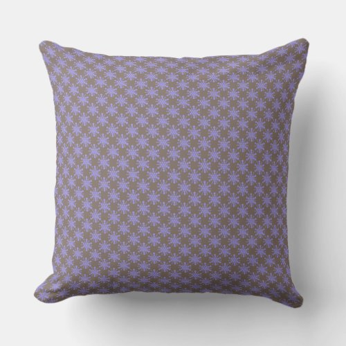 Blue dotted stars on chocolate brown throw pillow