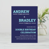 Blue Double Birthday Celebration Invitation (Standing Front)
