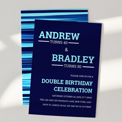 Blue Double Birthday Celebration Invitation