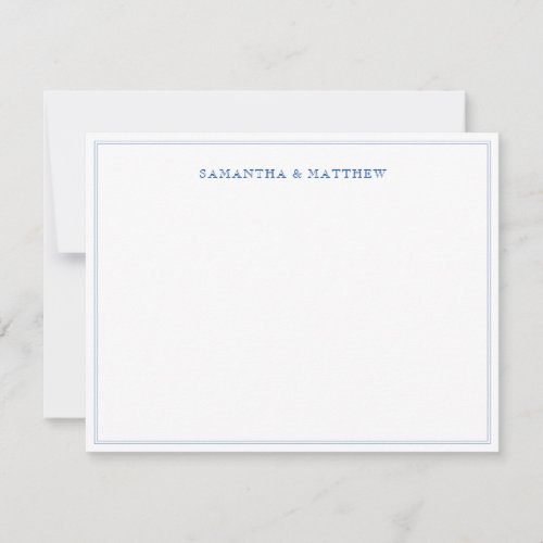 Blue Double Border Couple Note Card