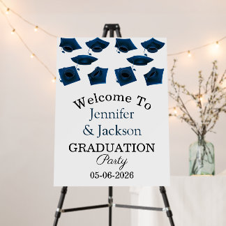 Blue Double Joint Graduation Party Welcome Foam Board