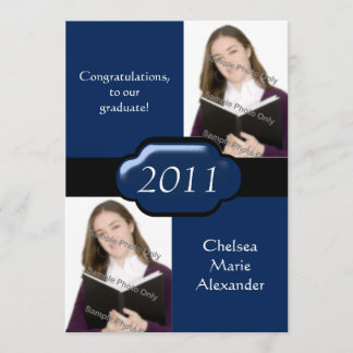 Blue Double Photo Graduation Party Invitation