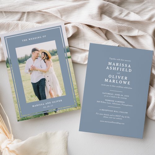  Blue Double_Sided Framed Photo Wedding Website Invitation