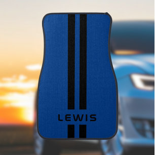 Blue Double Stripe Personalized car floor mat