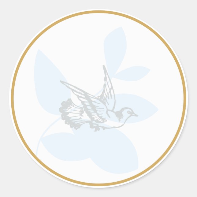 Blue Dove and Branch Baptism Seal/Sticker Classic Round Sticker (Front)