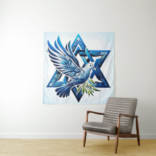 Blue Dove and Star of David Peace Tapestry
