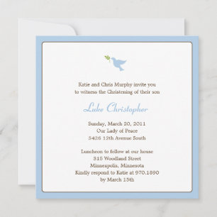 Blue Dove Baptism/Christening Invitation