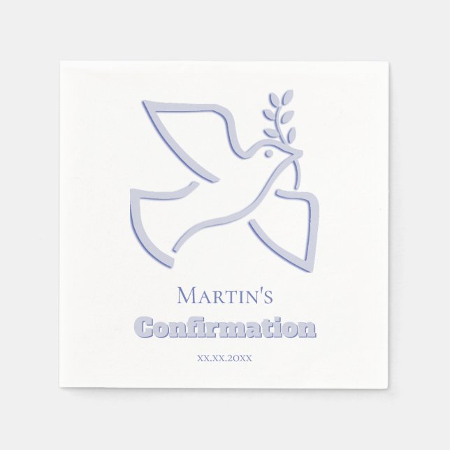 blue dove Confirmation Napkins (Front)