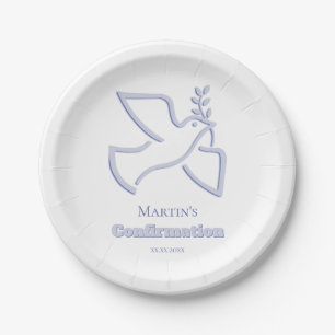 blue dove Confirmation Paper Plates