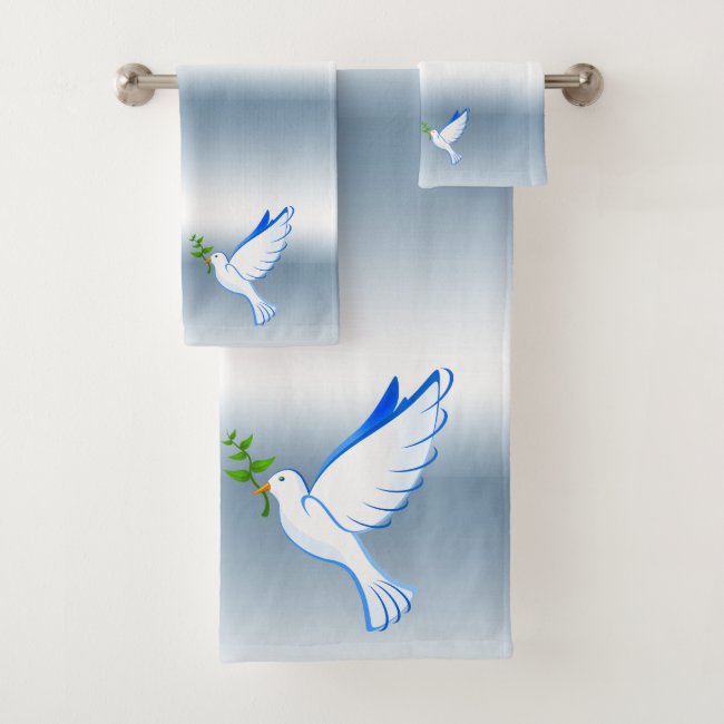 Blue Dove of Peace Bath Towels
