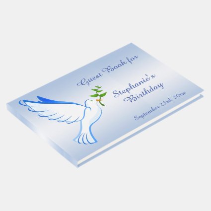 Blue Dove of Peace Birthday Guest Book