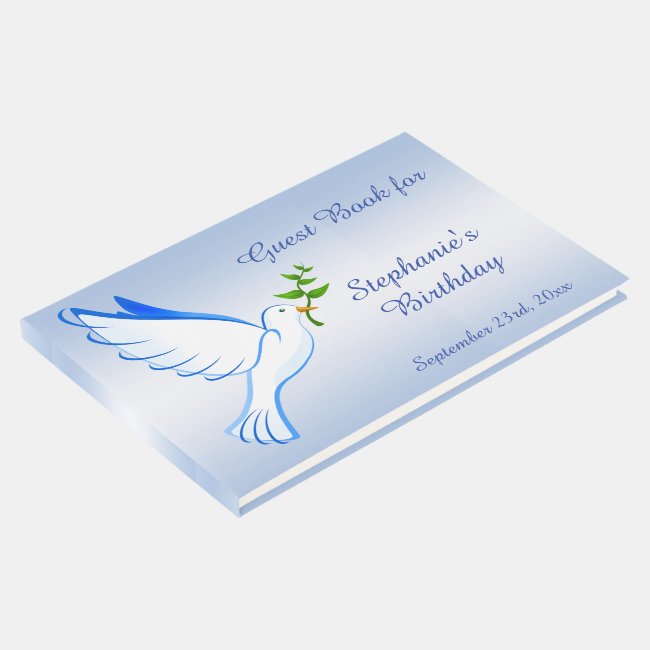 Blue Dove of Peace Birthday Guest Book