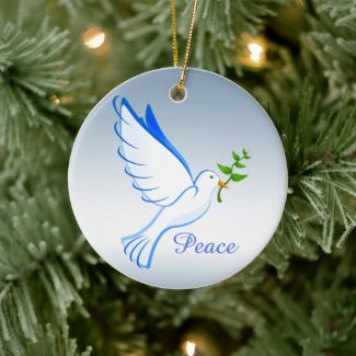 Blue Dove of Peace Ceramic Ornament