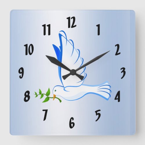 Blue Dove of Peace Clock