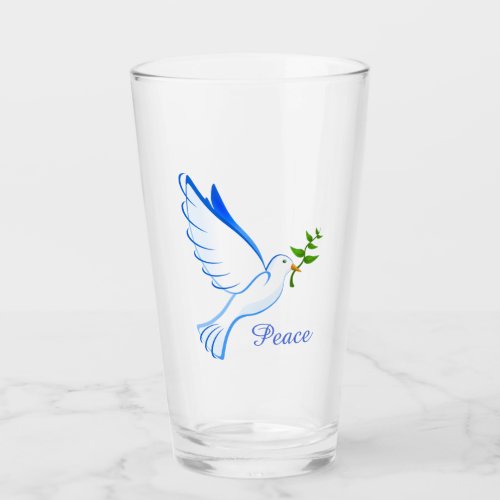 Blue Dove of Peace Glass Tumbler