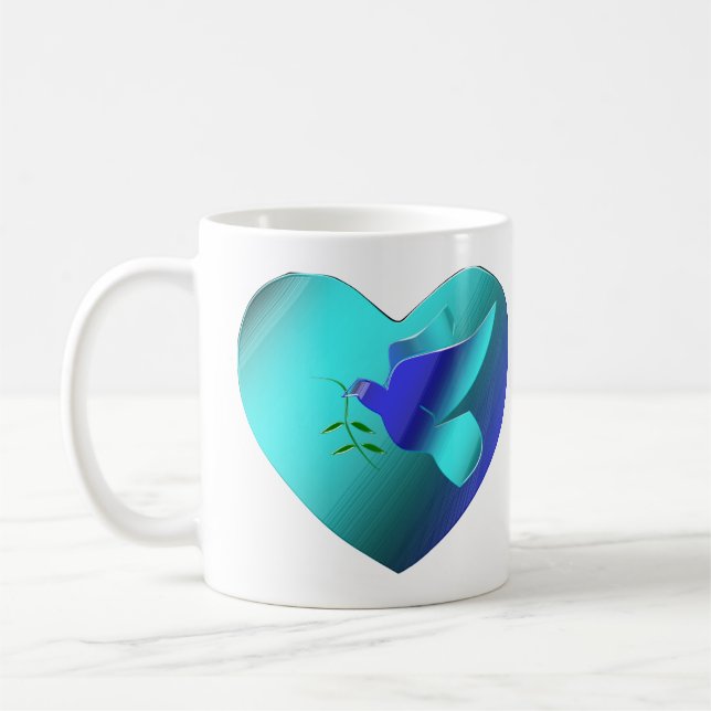 Blue Dove of the Sky Heart Coffee Mug (Left)