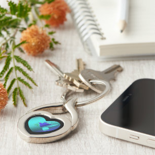 Blue Dove of the Sky Heart Keychain