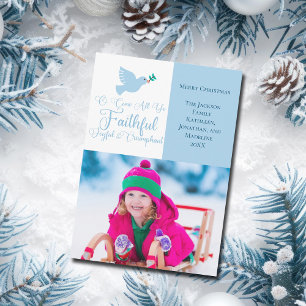 Blue Dove Religious Christmas Joyful Photo Holiday Card