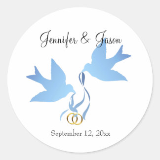 Blue Doves Save the Date Stickers