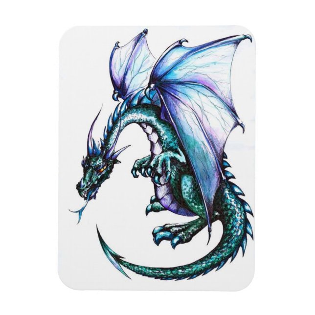Blue Dragon 3"x4" Photo Magnet (Vertical)