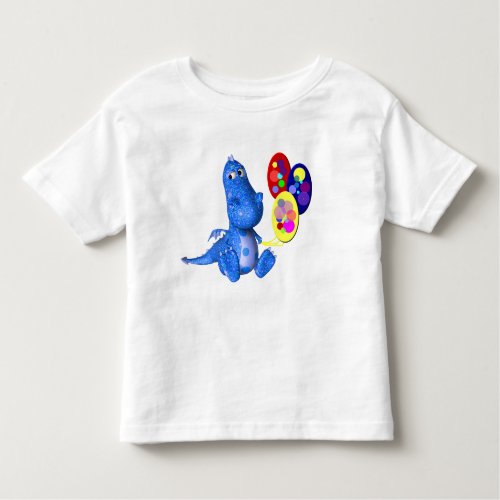 Blue Dragon And Balloons Cute Toddler T_shirt