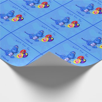 Blue Dragon And Balloons Personalized Birthday Wrapping Paper by SmilinEyesTreasures at Zazzle