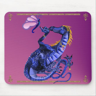 Blue Dragon and Butterfly  Mousepad