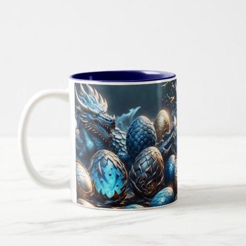 Blue Dragon and Eggs Mug