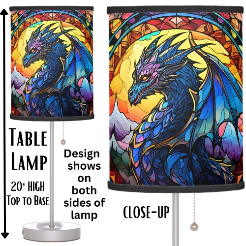 Blue Dragon at Sunset  Table Lamp