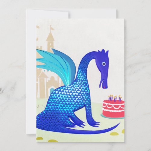 Blue Dragon Baby Birthday Cake Candles Announcement