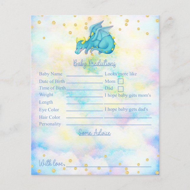Blue Dragon Baby Shower Predictions And Advice (Front)
