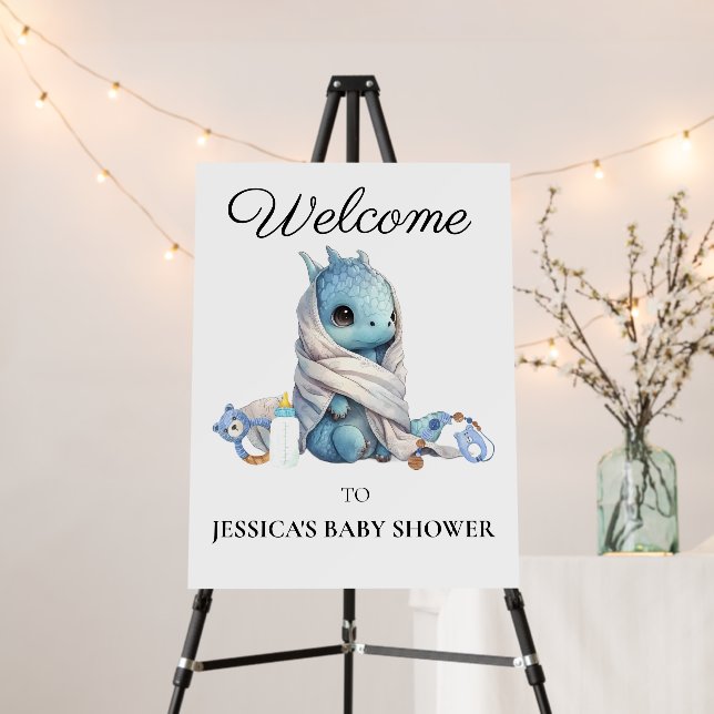 Blue Dragon Baby Shower Thank you Foam Board (In Situ (Stand))