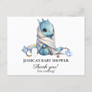 Blue Dragon Baby Shower Thank you Postcard