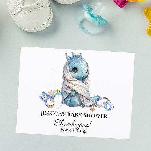 Blue Dragon Baby Shower Thank you Postcard