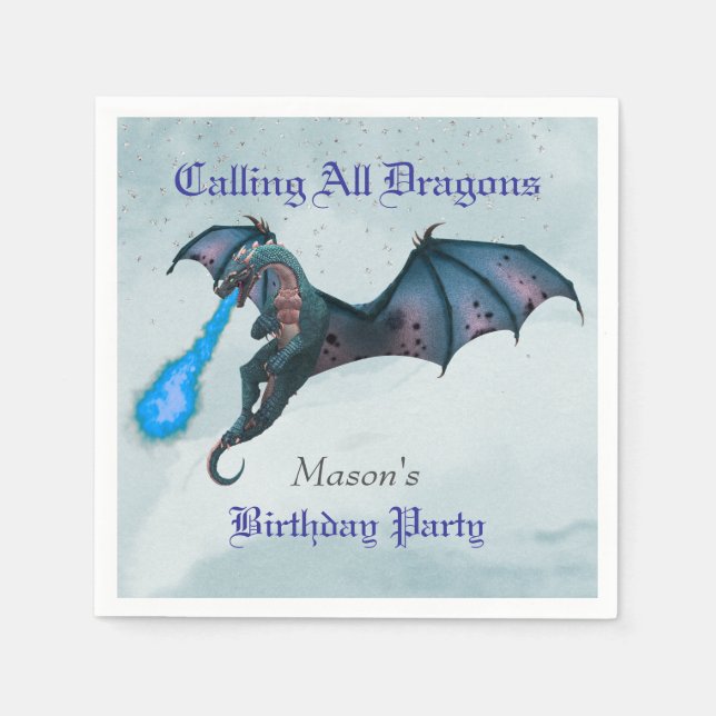 Blue Dragon Birthday party  Napkins (Front)