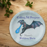 Blue Dragon Birthday party  Paper Plates<br><div class="desc">This design was created though digital art. It may be personalized in the area provided by changing the photo and/or text. Or it can be customized by choosing the click to customize further option and delete or change the color the background, add text, change the text color or style, or...</div>