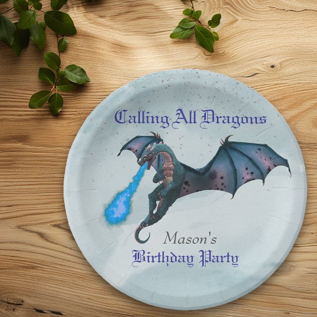 Blue Dragon Birthday party  Paper Plates (Creator Uploaded)