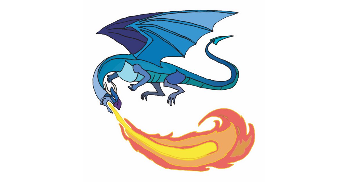 blue dragon breathing fire statuette | Zazzle